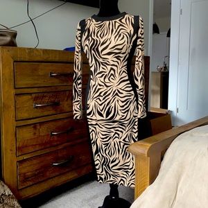 Nude/black print dress